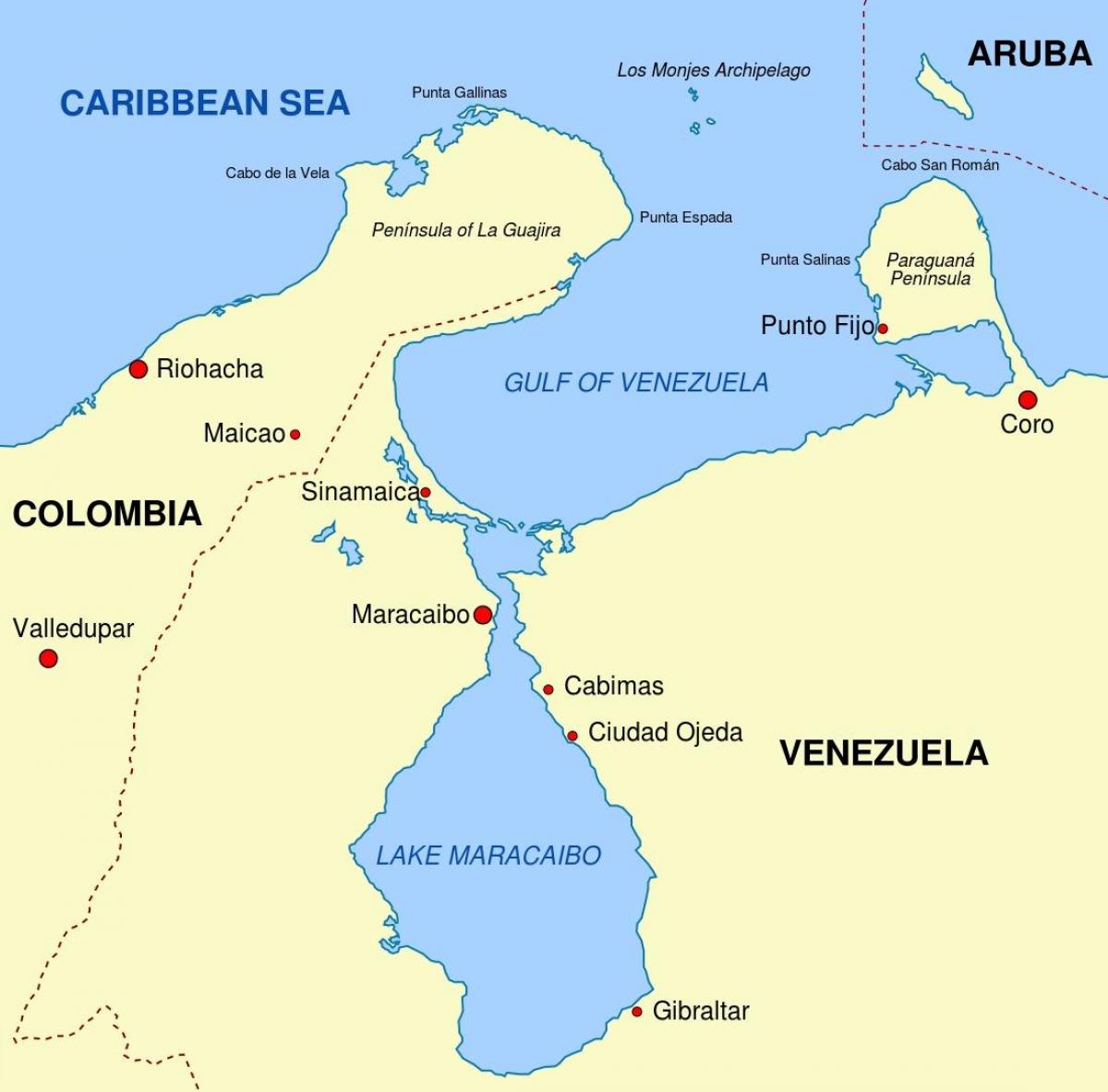 mapa del golfo de venezuela
