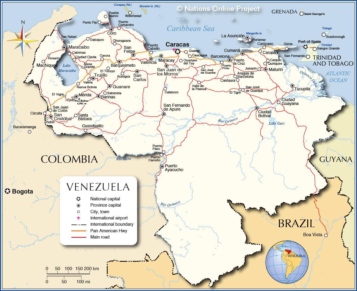 mapa detallado de venezuela