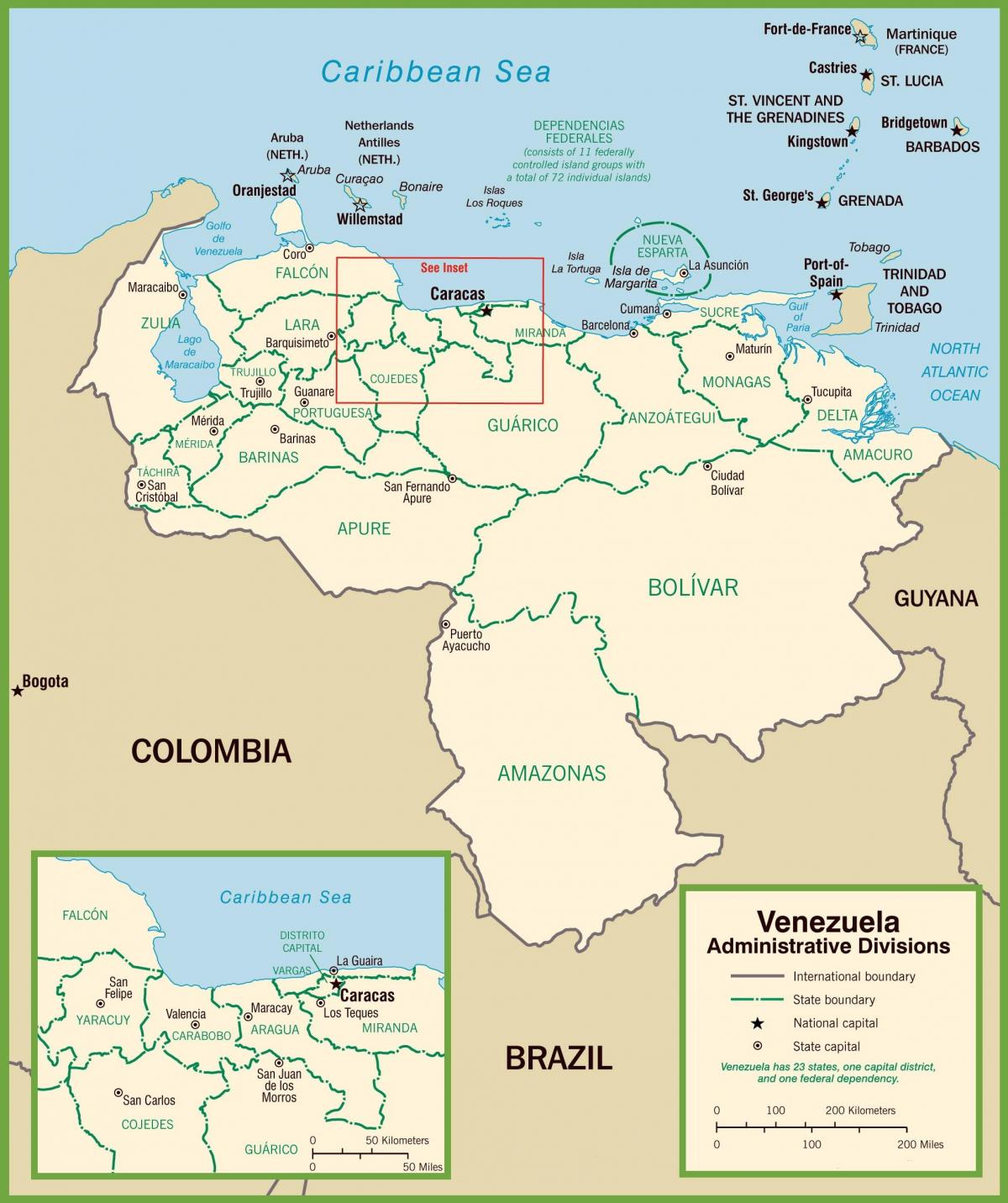 mapa político de venezuela