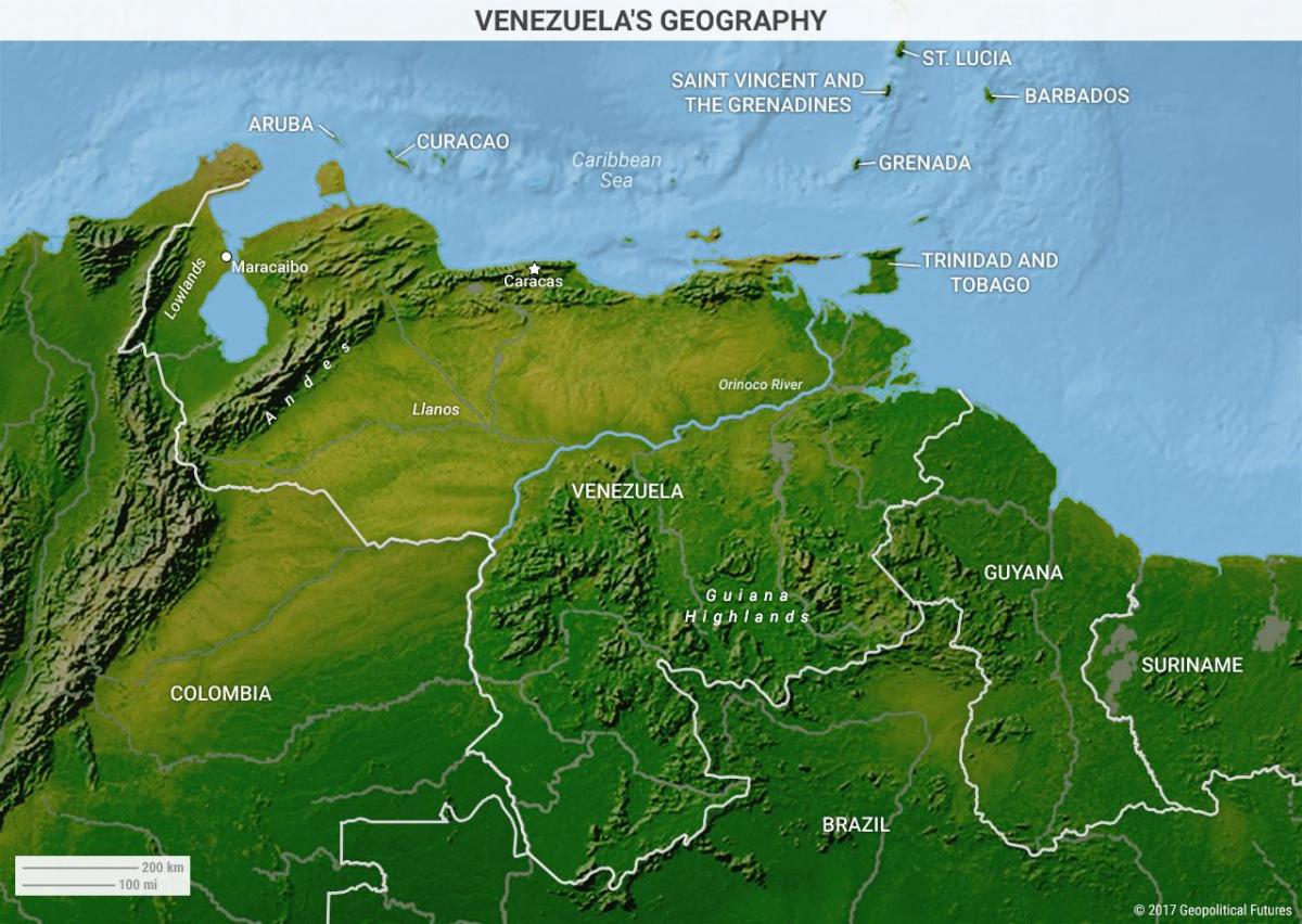 mapa de la geografía de venezuela