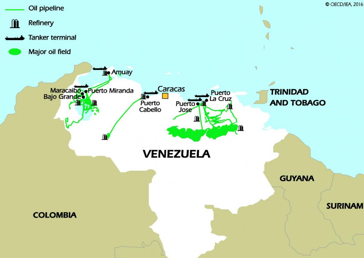 venezuela las reservas de petróleo mapa