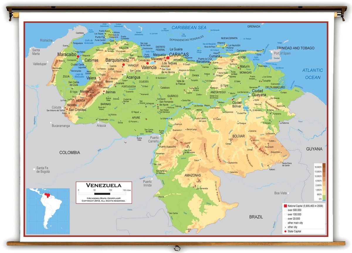 mapa de venezuela de elevación
