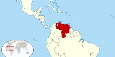 Venezuela en el mapa de américa del sur