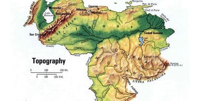 El mapa topográfico de venezuela